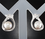 Объемные золотые серьги с морским жемчугом 6,97 карата и бриллиантами Золото