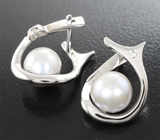 Объемные золотые серьги с морским жемчугом 6,97 карата и бриллиантами Золото