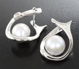 Объемные золотые серьги с морским жемчугом 6,97 карата и бриллиантами