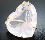 Массивный золотой кулон с чистейшим крупным розовым кварцем лазерной огранки 37,16 карата