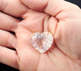 Массивный золотой кулон с чистейшим крупным розовым кварцем лазерной огранки 37,16 карата