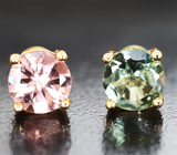 Золотые пусеты с разноцветными турмалинами 1,6 карата