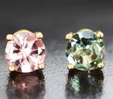 Золотые пусеты с разноцветными турмалинами 1,6 карата