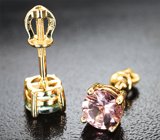 Золотые пусеты с разноцветными турмалинами 1,6 карата