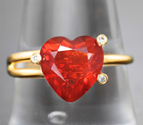 Золотое кольцо с мексиканским «огненным» опалом и бриллиантами 1,68 карата