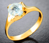 Золотое кольцо с небесно-голубым параиба турмалином 1,25 карата