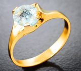 Золотое кольцо с небесно-голубым параиба турмалином 1,25 карата Золото