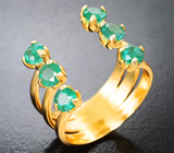 Золотое кольцо с сочно-зелеными уральскими изумрудами 1,55 карата