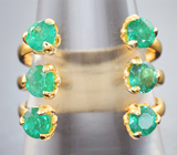 Золотое кольцо с сочно-зелеными уральскими изумрудами 1,55 карата