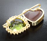 Золотая брошь с аммолитом, турмалином open color grade, разноцветными сапфирами и цаворитами Золото