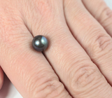 Черная морская жемчужина барокко 3,92 карата! Титановый люстр 