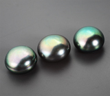 Набор из 3 черных морских жемчужин 7,54 карата! Титановый люстр 