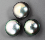 Набор из 3 черных морских жемчужин 7,54 карата! Титановый люстр 