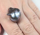 Крупная черная морская жемчужина барокко 39,46 карата! Титановый люстр