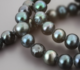 Набор из 64 черных жемчужин барокко на нити 107,05 карата! Титановый люстр 