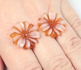 Пара резного карнелиана с белым кварцем 18,77 карата