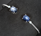 Серебряный браслет со звездчатыми сапфирами 9,52 карата и голубыми цирконами Серебро 925