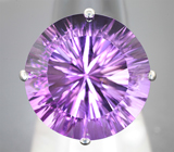 Кольцо с чистейшим крупным аметистом лазерной огранки 27,58 карата и сапфирами Серебро 925