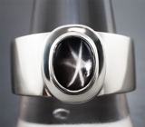 Кольцо cо звездчатым сапфиром 2,25 карата Серебро 925