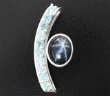 Кулон со звездчатым сапфиром 2,82 карата и цирконами Серебро 925