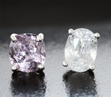 Пусеты с уральским фенакитом 1,04 карата и шпинелью Серебро 925