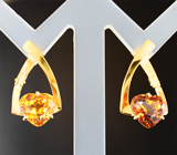 Серьги с цитринами мадейра высокой чистоты 5,01 карата Серебро 925