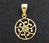 Золотой кулон с ярким уральским демантоидом 0,08 карата