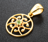 Золотой кулон с ярким уральским демантоидом 0,08 карата Золото