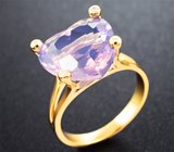 Золотое кольцо с лавандовым аметистом высокой чистоты редкой огранки 5,89 карата и бриллиантами