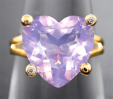 Золотое кольцо с лавандовым аметистом высокой чистоты редкой огранки 5,89 карата и бриллиантами Золото