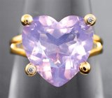 Золотое кольцо с лавандовым аметистом высокой чистоты редкой огранки 5,89 карата и бриллиантами