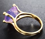 Золотое кольцо с лавандовым аметистом высокой чистоты редкой огранки 5,89 карата и бриллиантами