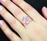 Золотое кольцо с лавандовым аметистом высокой чистоты редкой огранки 5,89 карата и бриллиантами Золото