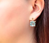 Крупные золотые серьги с голубыми топазами 18,73 карата и бриллиантами