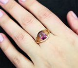 Золотое кольцо с ярким насыщенным умбалитом гранатом 2,83 карата и бриллиантами Золото