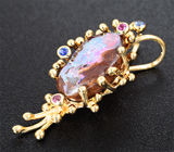 Золотой кулон с редким австралийским болдер опалом 4,78 карата и сапфирами Золото