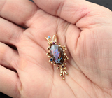 Золотой кулон с редким австралийским болдер опалом 4,78 карата и сапфирами Золото