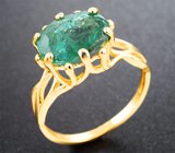 Золотое кольцо с насыщенным уральским изумрудом 3,12 карата