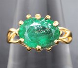 Золотое кольцо с насыщенным уральским изумрудом 3,12 карата