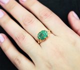 Золотое кольцо с насыщенным уральским изумрудом 3,12 карата