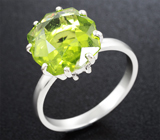 Кольцо c перидотом авторской огранки 5,75 карата Серебро 925