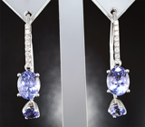 Серьги с танзанитами 3,89 карата и бриллиантами Золото