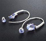 Серьги с танзанитами 3,89 карата и бриллиантами