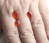 Набор из 3 мексиканских ограненных «огненных» опалов высокой чистоты 4,6 карата 