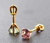 Золотые пусеты с разноцветными турмалинами 1,6 карата Золото