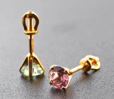 Золотые пусеты с разноцветными турмалинами 1,6 карата