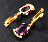 Золотые серьги с умбалитами гранатами 6,4 карата и бриллиантами