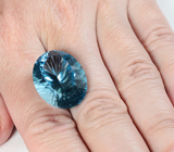 Крупный! Чистейший голубой топаз лазерной огранки 39,72 карата