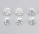 Топовая огранка! Набор из 6 бесцветных муассанитов 0,63 карата