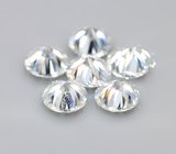 Топовая огранка! Набор из 6 бесцветных муассанитов 0,63 карата